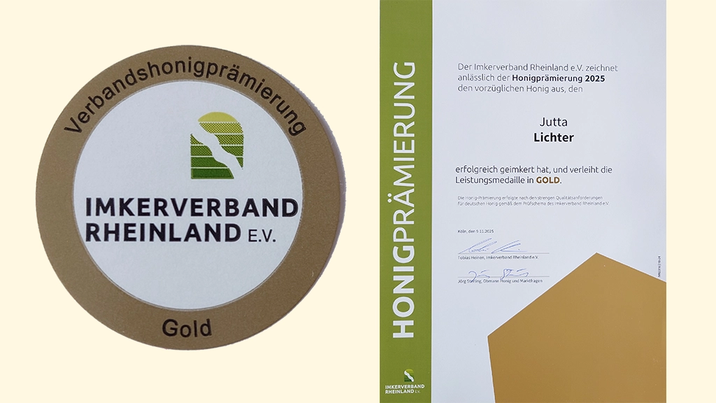 Unser Honig erhält die Auszeichnung GOLD
